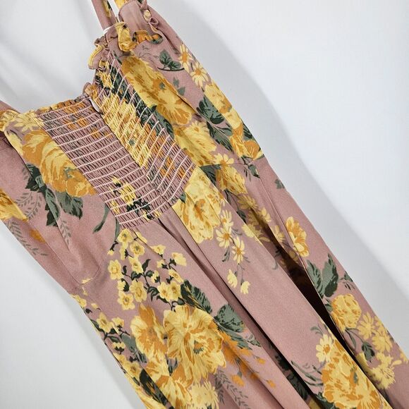 Reformation Nikita Dress Gwenyth Floral Tie Strap Ruffle Smocked Midi NWT Size 0 - Picture 6 of 9